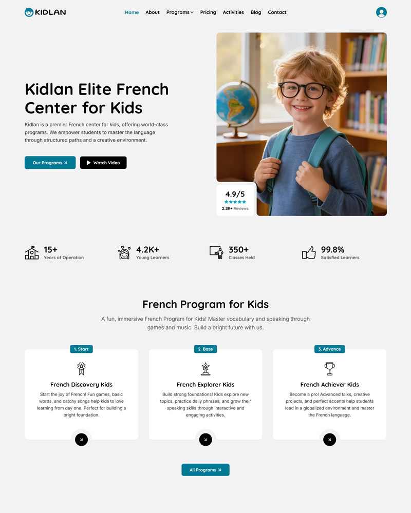 Wix Templates for Children’s Education & Training